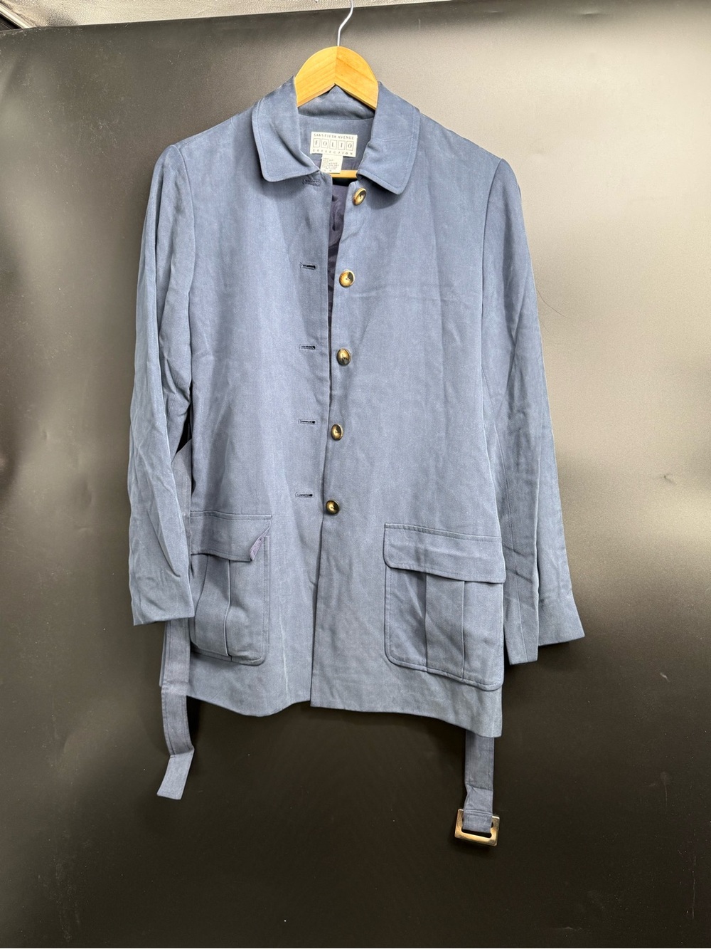 Eileen Fisher Blue Lightweight Button-Front Jacket
